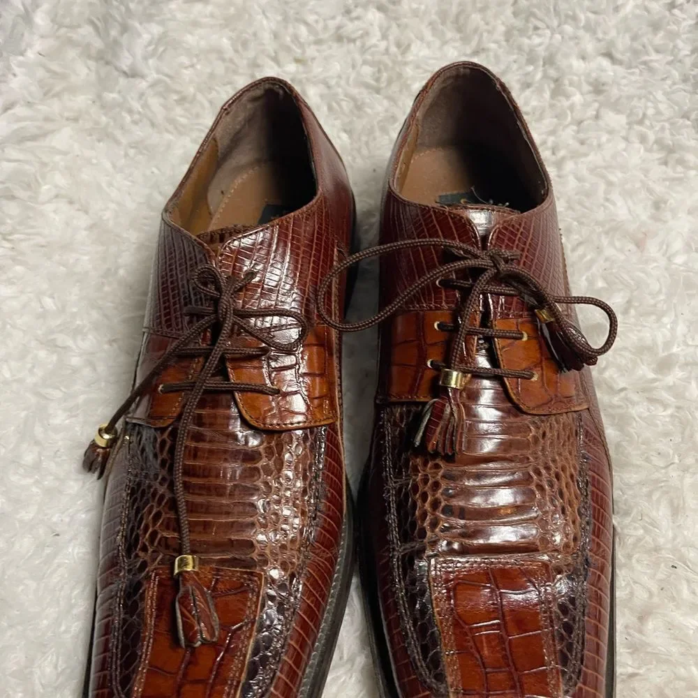 Stacey Adams Solomon Snake skinCognac /brown Oxfords Men’s shoes SZ9.5